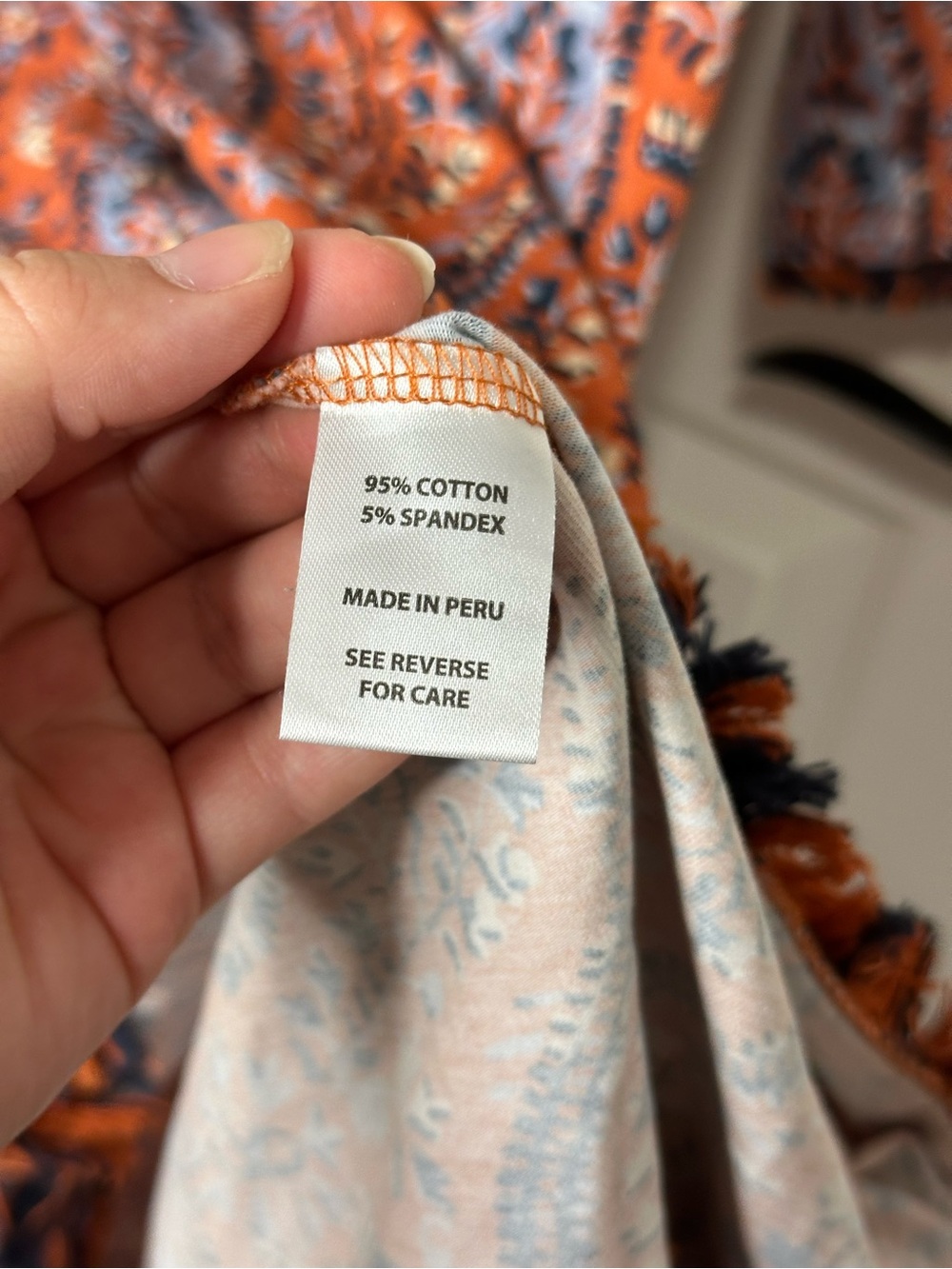 Spartina 449 Orange Blue Island Fringe Paisley Print 3/4 Sleeve Mini Dress Sz M - Picture 8 of 9